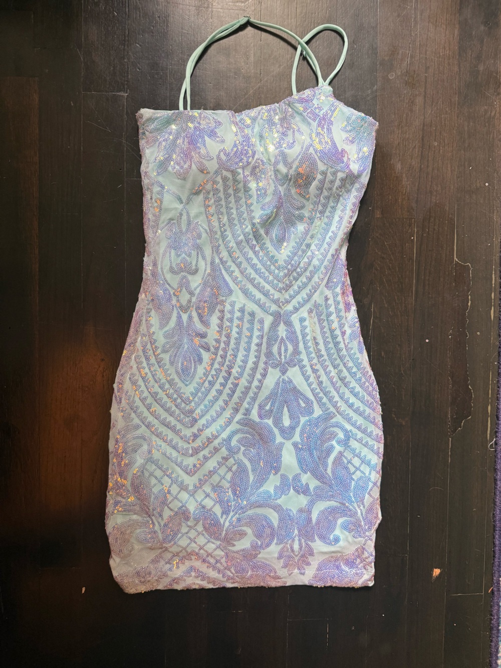 Source Unknown Pastel Lavender Sequin Bodycon Mini Dress